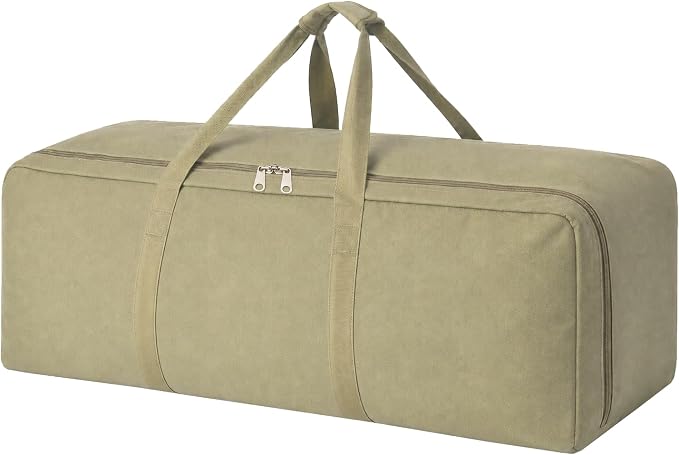 DoYiKe Extra Large Canvas Duffle Bag for Travel Heavy Duty Military Duffel | Tent Storage Gear Equipment Sports Camping Bag with Lockable Zipper Armygreen Side Opening 100L by DoYiKe