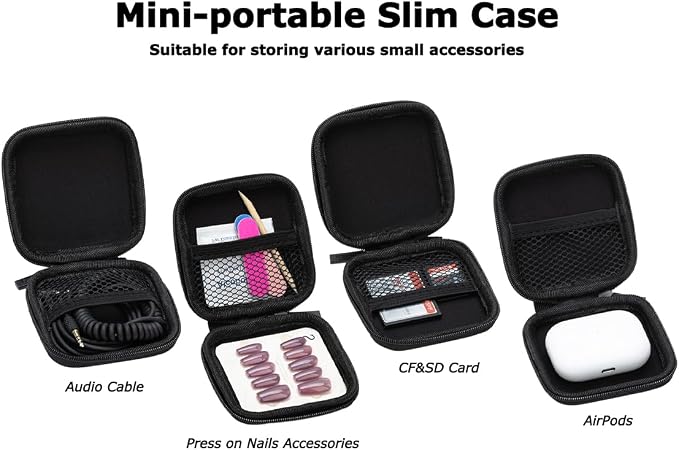 Ginsco Mini-Portable Hard Shell Square Earbuds Case for Apple EarPods/Samsung Galaxy Wired/Wireless Earbuds, Cell Phone Accessories Organizer with Carabiner for Earphones - Image 7