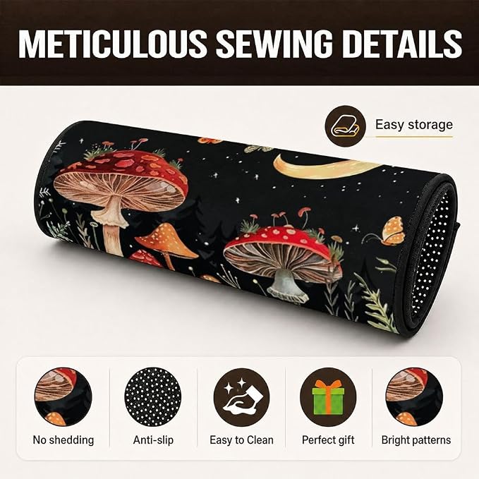 Car Trunk Mat for SUV, 31"x47" Mushroom Moon Night Cargo Liner Protector | All Weather Universal Cargo Liners for Dogs, Car Accessory for SUVs/Sedan/Wagons, Durable Non-Slip Washable Rear Cargo Mat - Image 3
