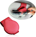 OFBAND Magnetic Sunglass Holder for Car Visor,PU Leather Car Sunglass Holder Organizes Glasses Tickets Cards & Keeps Car Tidy,Universal Car Accessories Interior (Red) by OFBAND