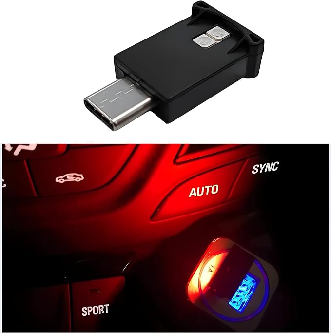 USB Type C LED Ambient Light, 8 Colors RGB Dynamic Gradient Brightness Interior Atmosphere Lamp, Mini Adjustable Car Accessories Replace Lighting Parts for Home Laptop by Sylvil