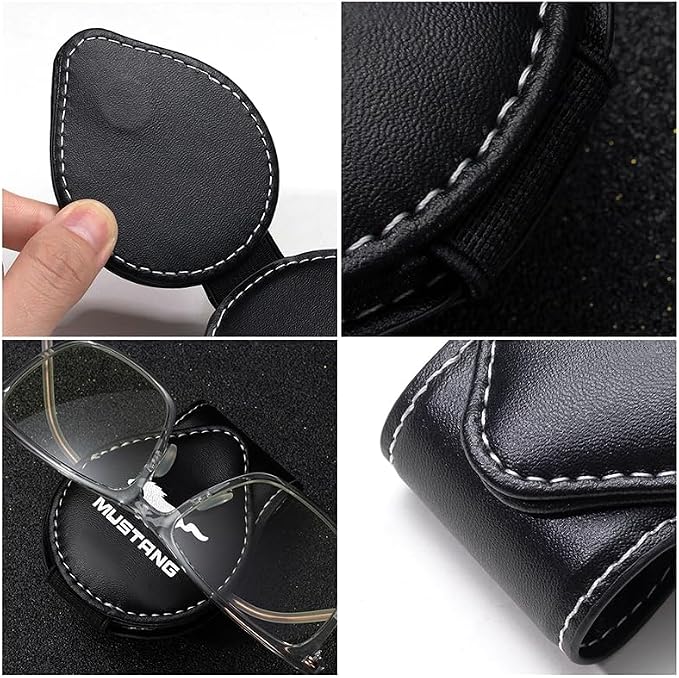 Car Sunglasses Holder for Mustang Snake Speedstar Evos Everest GT Shelby Mach-E Grand C-MAX Falcon Figo, Glasses Holder for Cars,Car Visor Sunglasses Clip,Clip-on Car Glasses Holder Black - Image 5