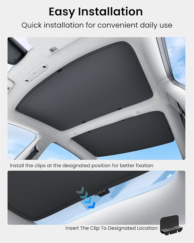 REEVAA Tesla Model 3 (2026-2020) Sunshade Roof Accessories, Black | OEM Fit; Full Blackout & Heat-Blocking; Protect Interior & Reduce A/C Workload; Unobstructed Rearview Mirror Visibility - Image 6