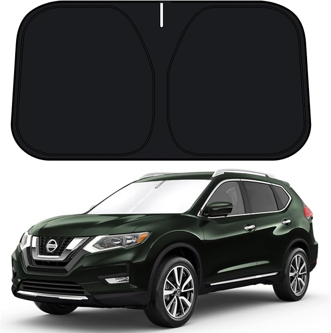 D-Lumina Windshield Sun Shade for 2014-2020 Nissan Rogue Accessories(NOT for Rogue Sport & Rogue 3rd Gen), Front Window Sunshade Sun Visor Protector Block UV Rays Heat, Foldable 2 Layers 210T Material by D-Lumina