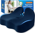 CushZone Extra Large Seat Cushion, Sciatica Support for Office Chair, Blue | Ergonomic Office Chair Cushion for Hip & Tailbone Pain Relief, Memory Foam Cushion for Car, Long Trip, Desk Chair, Lab by CushZone