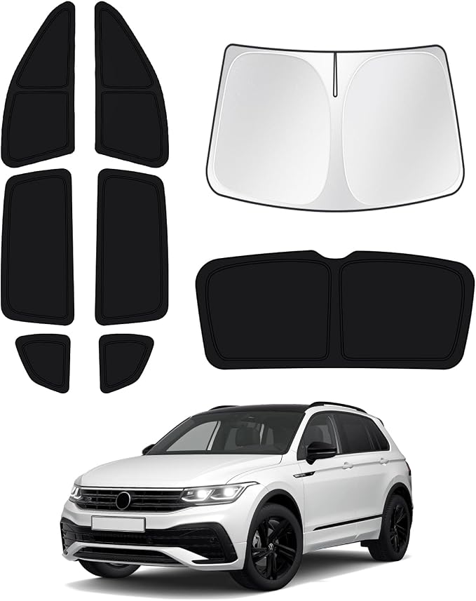 Canvcle Windshield Sun Shade for 2018-2023 Volkswagen VW Tiguan Side Rear Window Shade Cover Sun Visor Shield Privacy Protection Keep Vehicle Cool Black 8PCS by Canvcle