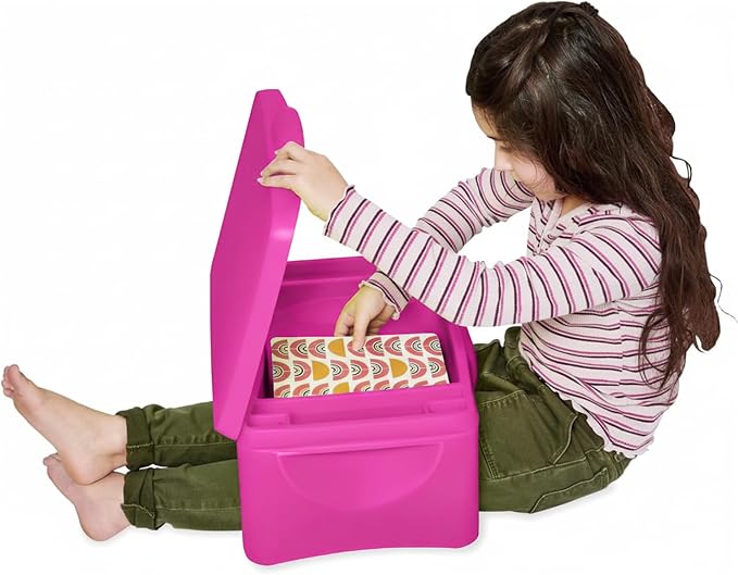 HearthSong Kids’ Portable Folding Lap Desk with Large Storage Activity Tray - 17" L x 12" W x 7½"H - Pink by Hearthsong%C2%AE