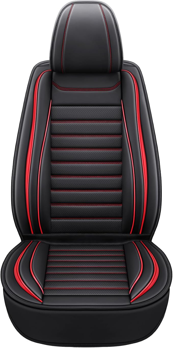 MINGBRON Leather Car Seat Covers Full Set, Universal Faux Leather Car Seat Covers 5 Seats, Automotive Seat Covers for Most Sedans SUVs Trucks, Front and Rear Seat Covers,Wine Red - Image 7