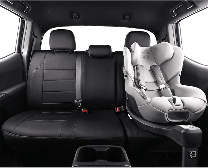 EKR Tacoma Back Seat Covers Custom for Toyota Tacoma (Hybrid) 2024 2025 2026 Double cab TRD Sport,TRD Off-Road,Limited,Trailhunter- Second Row Only,Neoprene(Black) - Image 4