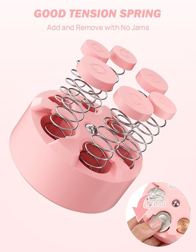 JOYTUTUS Universal Coin Holder, Large Capacity Coin Holder for Car, Portable Car Change Holder Coin Organizer, Car Trucks Accessories, Coin Sorter for Car & Wallet & Pocket,Pink - Image 3