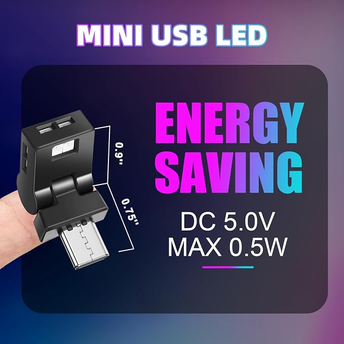 Frienda 2 Pcs Mini USB Light Car LED Interior Light, Type-c | 5v RGB Foldable Lighting, Adjustable 8 Color and Brightness, Smart USB Night Lamp for Cars Laptop Keyboard - Image 5