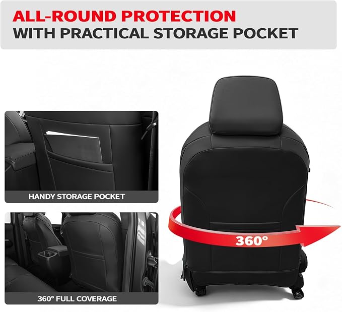 Custom Fit Car Seat Covers for Tacoma 2024-2026 4th Gen, Black Camo | Waterproof Leather Car Seat Covers Full Set, Full Coverage Protection, Airbag Safe, Factory Style Upgrade, Gas Only - Image 4