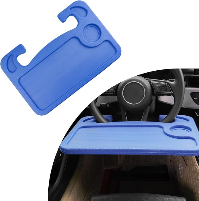 Dickno Car Steering Wheel Desk, Multipurpose Auto Steering Wheel Tray with Drink Holder, Steering Wheel Food Tray for Eating, Universal Vehicle Travel Accessories for Constant Travelers (Blue) by Dickno
