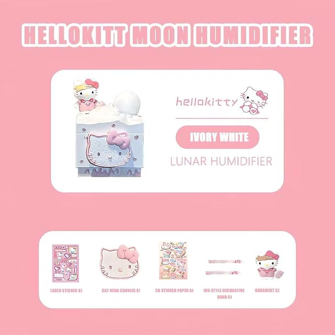 Cartoon Kitty Portable Small Humidifier, USB Personal Desktop Humidifier, suitable for cars, offices, bedrooms, ambient decoration, holiday gifts, ultra-quiet. (White) - Image 2