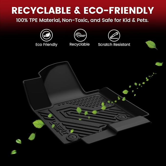 LASFIT Floor Mats for Ford Escape Gasoline 2020-2026(NOT for Hybrid Models) | Cargo Liner All Weather Protector TPE Custom Fit Car Floor Liners, 1st & 2nd Row & Trunk Set, 4PCS Black - Image 5