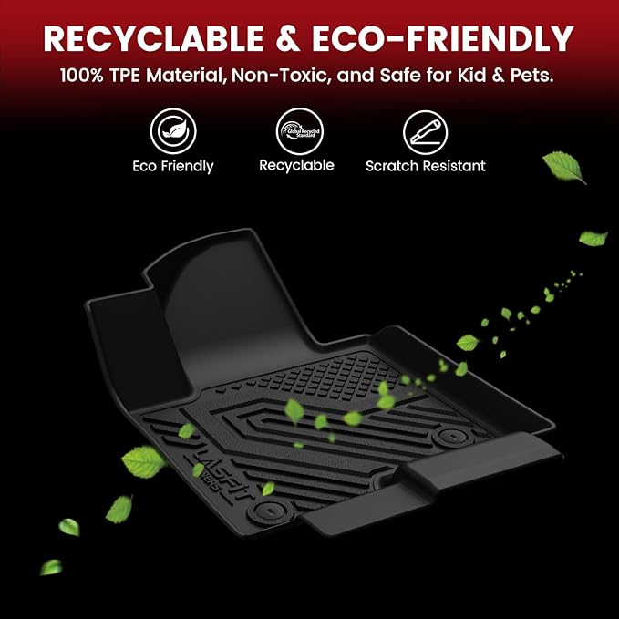 LASFIT Floor Mats for Ford Explorer 2015 2016 2017 2018 2019 7 Seater | All Weather TPE Car Floor Liners Custom Fit for Front, Rear and 3rd Row Bench Seat SUV Easy-Clean Accessories, Black 4pcs - Image 4