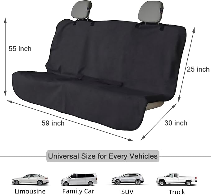 Back Seat Cover Waterpoof Rear Bench Towel Seat Cover for Gym Swimming Surfing Running, Non-Slip Rear Seat Protector Universal Fits Most Auto Truck Van and SUV (Bench Black) - Image 6