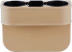 Cup Holder for Car, Console Side Pocket, PU Leather, XBD Beige | Car Seat Gap Filler Organizer, Easy Install, Universal Fits, Car Coin Cellphone Holder, Auto Front Seat Cup Holder by IOKSCTER