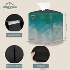 HOMOTEK 2 Pack Tissue Box Cover, Square PU Leather Tissue Holder, Decorative Facial Tissue Cube Paper Organizer Dispenser for Bathroom, Night Stands, Desk, Car 5X5X5'' - Matte Black, Pebble Grain - Image 2