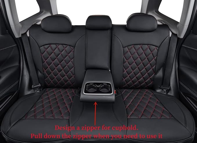 Car Seat Covers for 2009-2013 Subaru Forester,Rear w/Armrest,Faux Leather | Full Set Suv Seat Cushion,Easy Installation,Factory Look,Waterproof Car Seat Protector (Black-Diamond) - Image 2