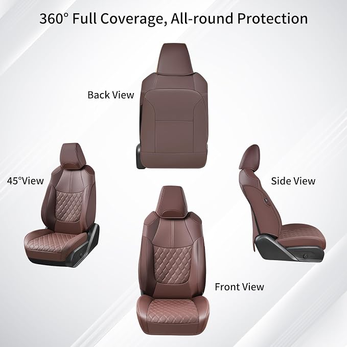Huidasource Custom Fit RAV4 (Gas Only) Front Seat Covers, Coffee Waterproof Faux Leather Full-Coverage for 2019-2024 Toyota RAV4 LE/XLE & XLE Premium/Limited (Does Not Fit Adventure and TRD Off-Road) - Image 7