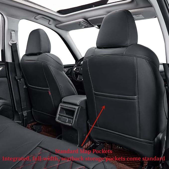 Car Seat Covers for 2009-2013 Subaru Forester,Rear w/Armrest,Faux Leather | Full Set Suv Seat Cushion,Easy Installation,Factory Look,Waterproof Car Seat Protector (Black-Diamond) - Image 4