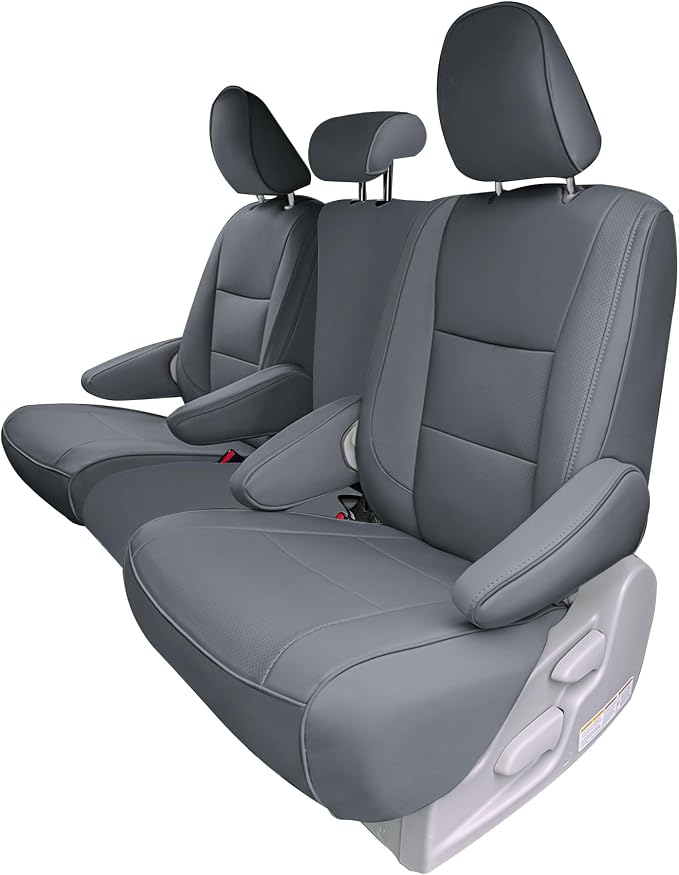 FH Group Custom Fit Car Seat Covers Specifically Made for 2011-2020 Toyota Sienna 8 Passenger, Car Seat Cover 2nd Row, Automotive Seat Covers in Solid Gray Faux Leather, Waterproof and Washable by FHGroup