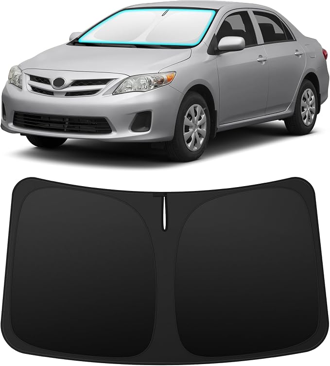 INSAUTO Custom Fit Windshield Sun Shade for Toyota Corolla 2009-2013 | Foldable Front Window Sunshade Car Accessories, UV & Heat Reflector, Keeps Interior Cool, Includes Storage Bag by INSAUTO