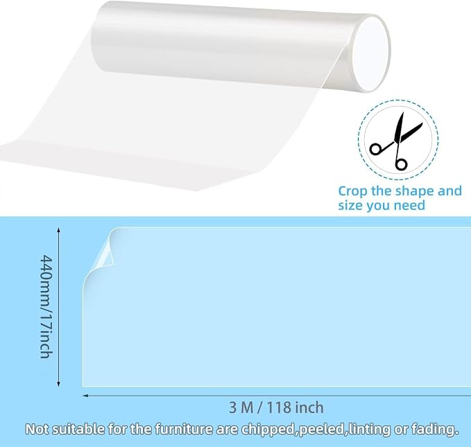 Anti Cat Scratch Furniture Protector (17.3" x 118") Single Sided | Thicken Vinyl Transparent Cat Anti Scratch Tape Flexible Couch Protector from Cat Claw Sticky Paws for Sofa, Door, Wall, Bed - Image 2