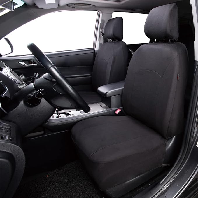 Flying Banner Car Seat Covers Front Seats Rear Bench Polyester car seat Protectors Easy installations Rear Bench Split Classic Man Lady Truck Soid Black - Image 2