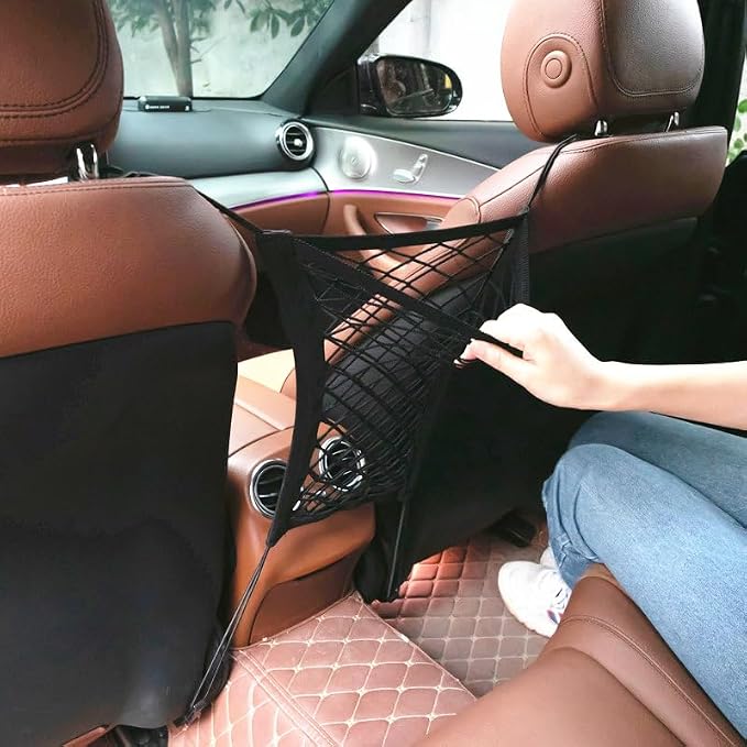 Car Dog Barrier Universal Dog Barrier Net Car Seat Net & Storage Bag Tear Resistant Pet Mesh Barrier Car Back Seat Organizer Easy to Install Dog Fence Safety Car Divider for Cars SUVs Vans Traveling - Image 2