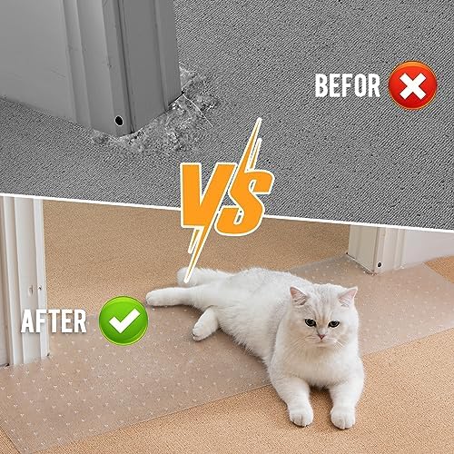 Uross Carpet Protector for Pets 3.28FT-Cat Carpet Protector for Doorway, Anti Cat Scratch Plastic Mat, Under Door Cat Scratch Floor Protector Carpet Scratch Stopper - Image 3
