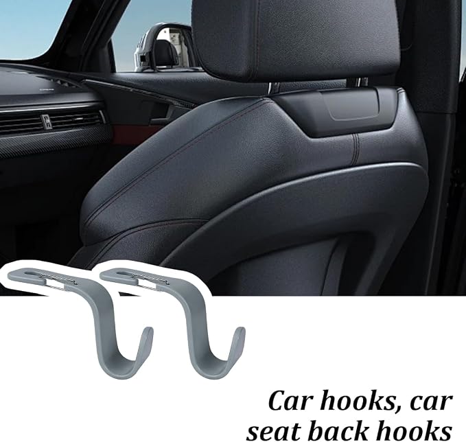 4PCS Car Seat Headrest Hook, Multi-Purpose Seat Back Hanger Purse Bag Handbag Organizer, Auto Interior Backseat Storage Hook Holder for Coat Hat Grocery Umbrella, Universal Fit (Gray) - Image 4
