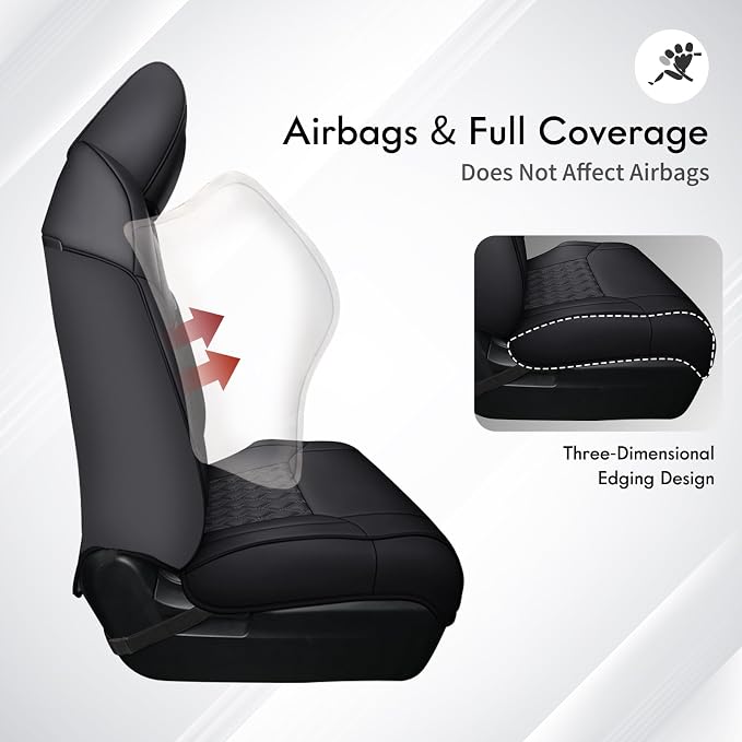 Huidasource Tacoma Seat Covers Full Set, Full Coverage Leather Truck Seat Cushion Cover Custom Fit for 2005-2015 Double & Crew Cab 2nd Gen Toyota Tacoma Base Prerunner SR5 Limited(Full Set/Black) - Image 6