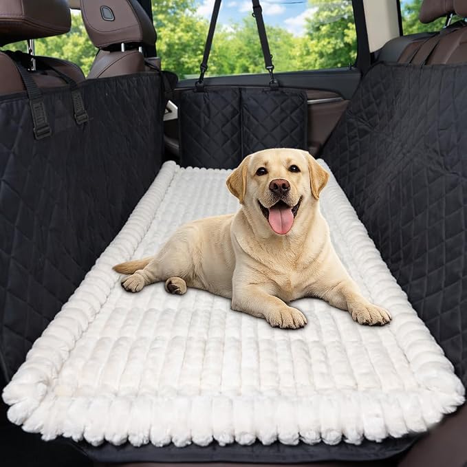Dog Car Seat Cover 2 Piece Seat Waterproof Hammock and White Cover | Scratch Proof Nonslip Back Seat Pet Bed Mat for Travel Durable Soft Back Seat Covers for Cars Trucks and SUVs by CoSofSLIP