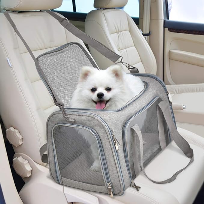 Henkelion Cat Carriers Dog Carrier Pet Carrier For Small / Medium Cats Dogs Puppies (Up To 15lbs), TSA Airline Approved Small Dog Carrier Soft Sided, Collapsible Waterproof Travel Puppy Carrier - Grey - Image 6