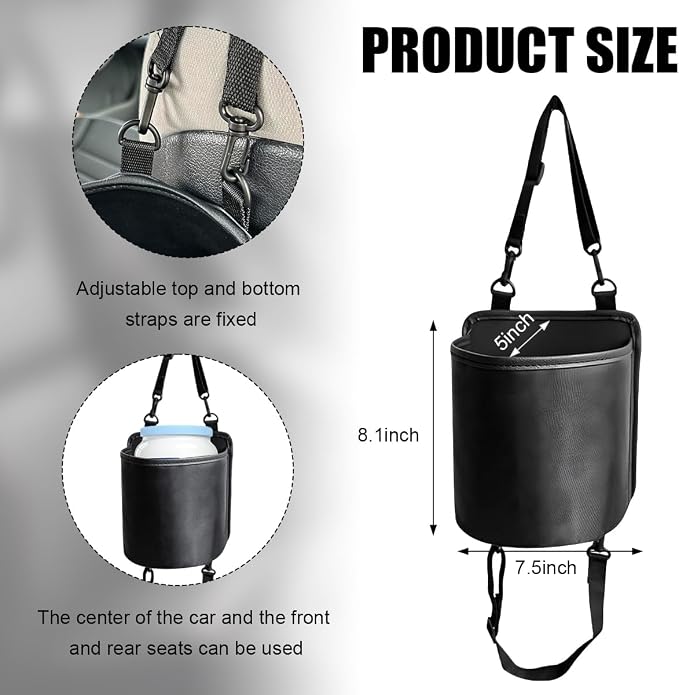 Yourkar Car Seat Side Large Cup Holder Expander Adapter Bag, Auto Seat Storage Hanging Bag for Water Bottle Cup and Drink, Multifunctional Auto Interior Organizer with Waterproof Liner - Image 2