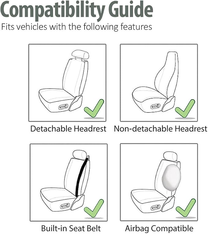 FH Group FH-FB302114 All Purpose Flat Cloth Car Seat Covers Gray/Black Color with F11306 Vinyl Floor Mats- Fit Most Car, Truck, SUV, or Van - Image 6