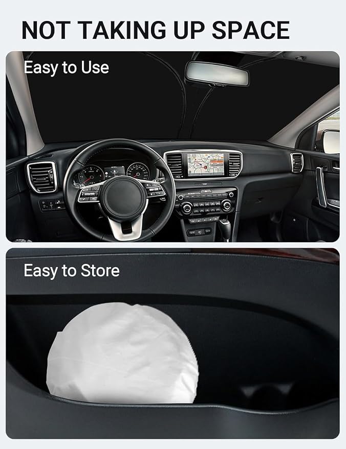 Proadsy Custom Fit 2017-2022 Kia Sportage Windshield Sun Shade, Blocks Heat | 240T Heat Shield, Drops Temp 54°F, Blocks 99% UV, Prevents Dashboard Cracking, Summer Parking & Beach Trips, Easy Twist-Fold - Image 9
