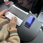 Frins Foldable Car Desk for Tesla Model Y/3/X Accessories, PU Leather Car Table Tray, Anti-Slip Stable Desktop No Mouse Drift, Multifunctional in-Car Tray for Eating, Work, Study, Makeup and Travel - Image 2