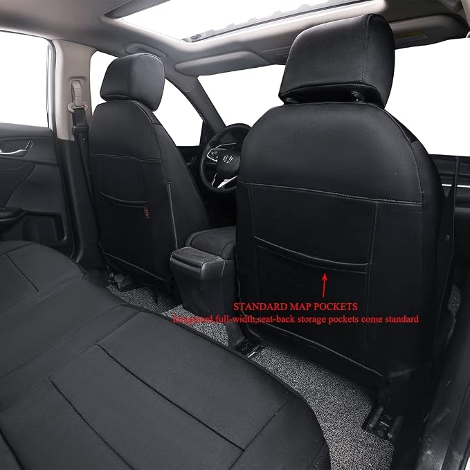 EKR Civic Seat Covers Custom Fit for Honda Civic (Hatchback) 2022-2026 (Rear W/NO Armrest),Waterproof Car Seat Cover Full Set,Neoprene(Black) - Image 3