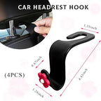Yourkar 4 PCS Car Seat Headrest Hook, Plastic Headrest Hooks with Adhesive Flower, Auto Back Seat Hanger Storage Hook for Grocery Bag Purse Handbag Umbrella, Car Accessories (Red) - Image 2