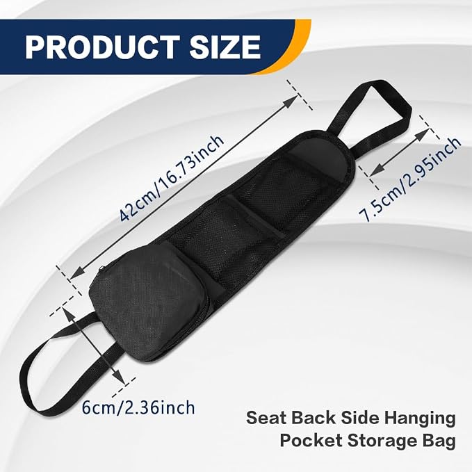 2PS Car Seat Side Organizer, Auto Seat Storage Hanging Bag, Multifunctional Vehicle Mesh Pocket Hold, Car Accessories Car Organizer Can Hold Phone, Wallet, Glasses for Most Cars - Image 2