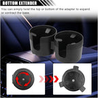Car Double Cup Holder Extender, 2-in-1 Car Cup Holder Adapter with Adjustable Base, Universal Multifunctional Cup Holder Organizer for Beverage, Snack, Cup, Bottle Storage (Black) - Image 5