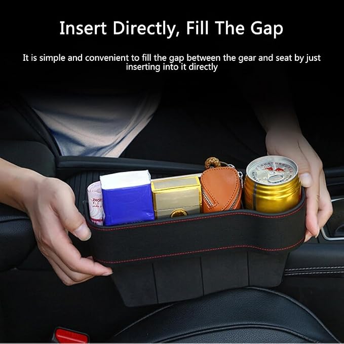 2 Pack Car Seat Gap Organizer with Cup Holder, PU Leather Storage Box, Phone Holder and Side Pocket Organizer, Universal Fit for Most Vehicles - Image 8