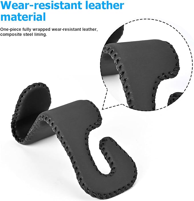 Zpana 2PCS Car Headrest Hooks Genuine U-Shaped Hanging Holder Brown | Genuine leather surface, suspended structure, rotates for front or back seat use, universal fit, automotive accessories - Image 5
