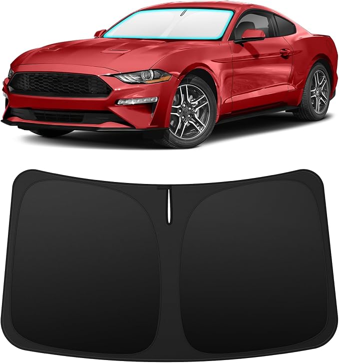 INSAUTO Custom Fit Windshield Sun Shade for Ford Mustang 2015-2026 | Foldable Front Window Sunshade Car Accessories, UV & Heat Reflector, Keeps Interior Cool, Includes Storage Bag by INSAUTO