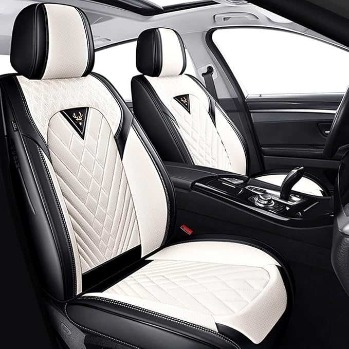 Fit for Toyota C-HR Seat Covers 2018-2022,Premium Leather, 360° Full Protection, Thick Padding & Memory Foam, Waterproof & Stain-Resistant Car Seat Cover Front Set (2 Seat,Cream White) by Unknown