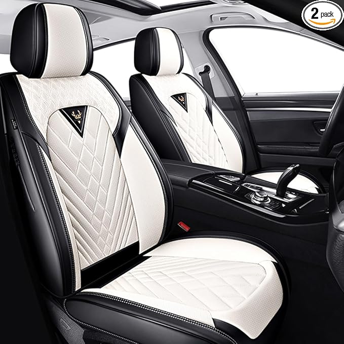 Fit for Toyota Avalon Seat Covers 2001-2026,Premium Leather, 360° Full Protection, Thick Padding & Memory Foam, Waterproof & Stain-Resistant Car Seat Cover Front Set (2 Seat,Cream White) by Unknown