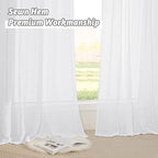 RYB HOME White Semi Sheer Curtains 84 inches Long for Living Room | Half Privacy, Linen Textured, Sheer Light Filtering, Vertical Window Drapes, for Bedroom Dining, White, W52 x L84, 2 Panels - Image 8